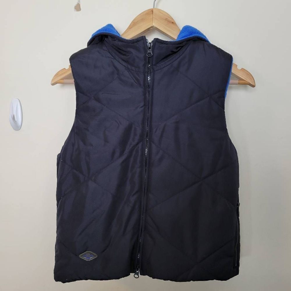Ralph Lauren Womens Black Full Zip Fleece Lined Insulted Hooded Ski Vest Small